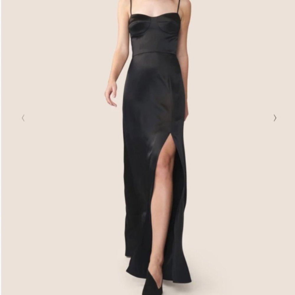 ALLEN SCHWARTZ Willow Satin Bustier Dress (in BLACK)